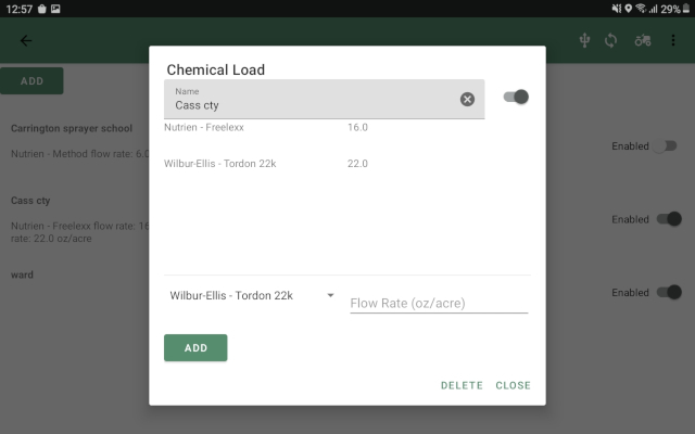 Spray tracking screenshot
