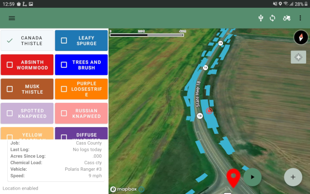 Spray tracking screenshot